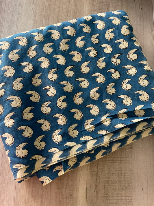 Blue Block Printed Fabric