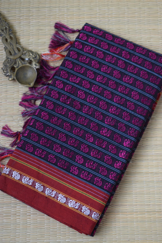 Magenta Hathi Mor Khun Saree