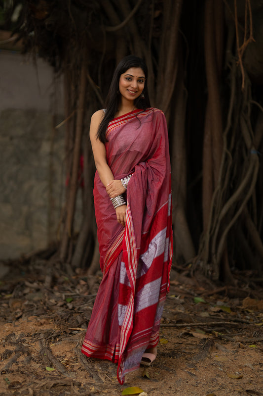 Red Gomedadi Ilkal Cotton Saree