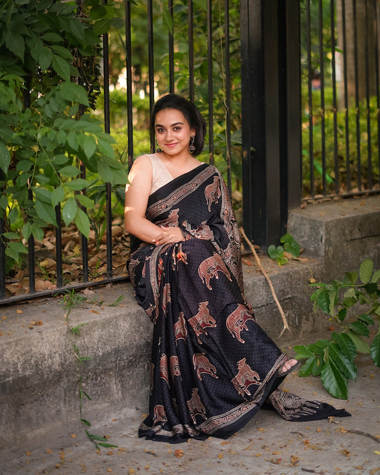 Black Modal Silk Saree