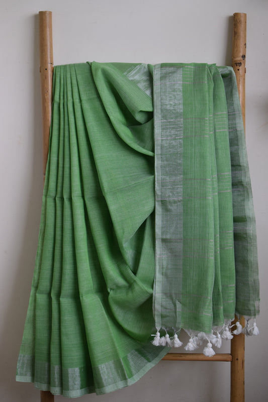Pista Green Linen Saree