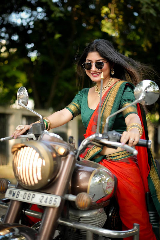 Red Ilkal Blended Silk Saree