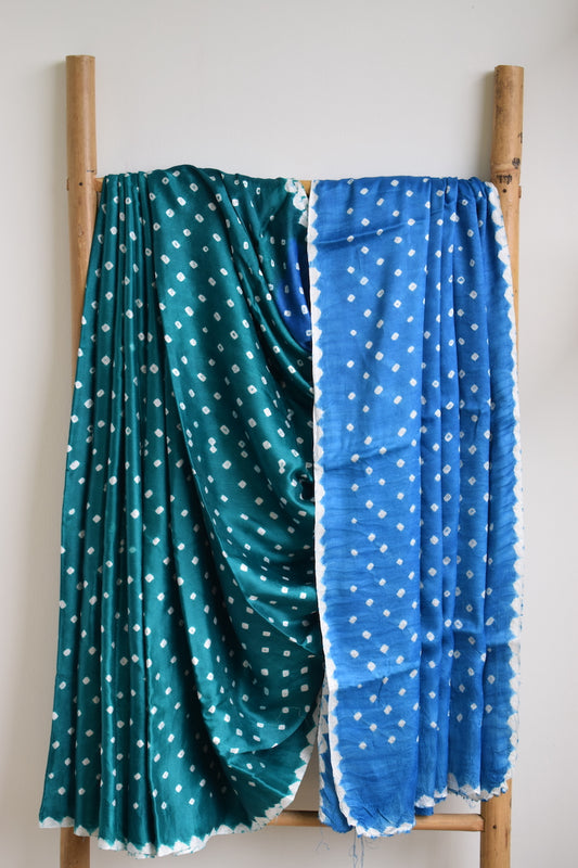 Turoquise Modal Silk Bandhani Saree
