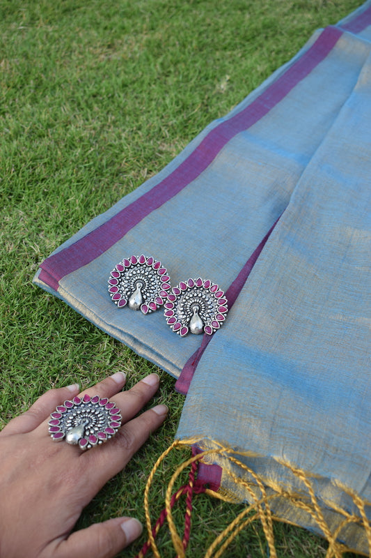 Bedazzled - Buy Tissue Cotton Saree & Get Jewellery Free
