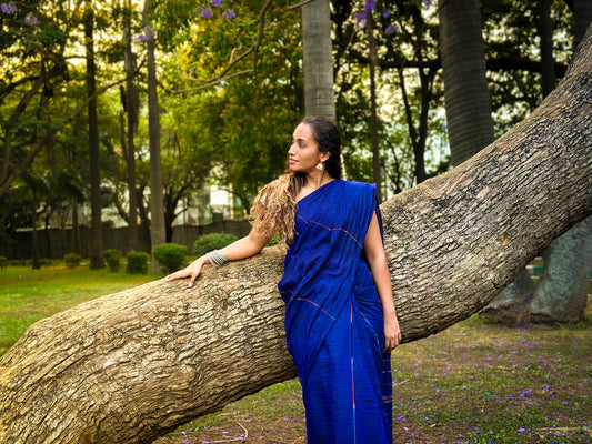 Navy Blue Khesh Cotton Saree