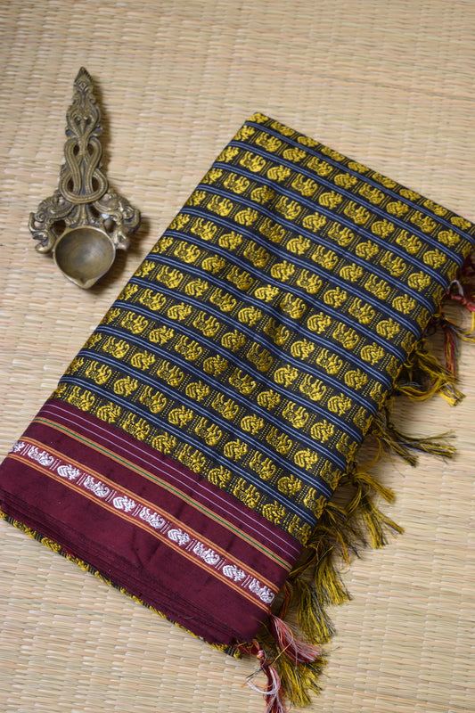 Yellow Hathi Mor Khun Saree