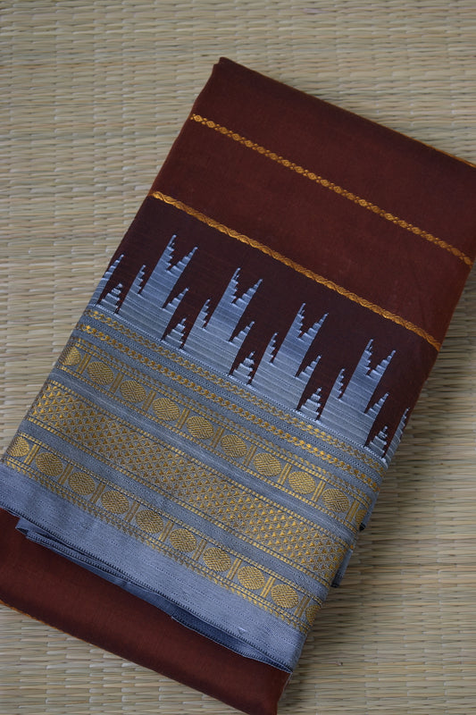 Brown Ilkal Blended Silk Saree