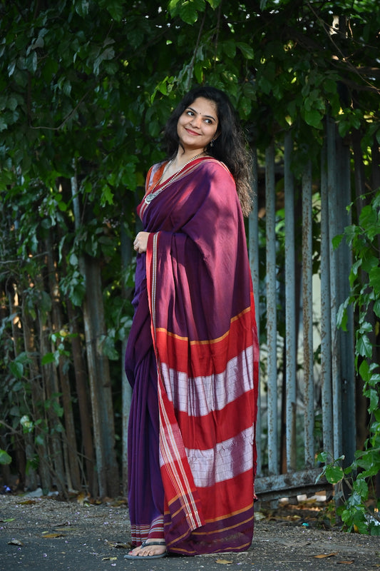 Plum Gomedadi Ilkal Cotton Saree