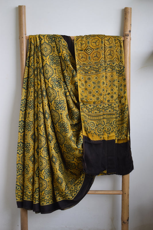 Yellow Modal Silk Saree