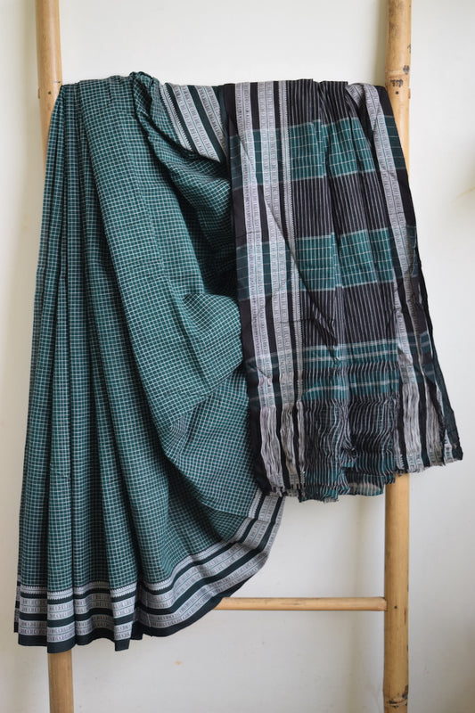 Green Pattada Anchu Cotton Saree with Gomedadi Border