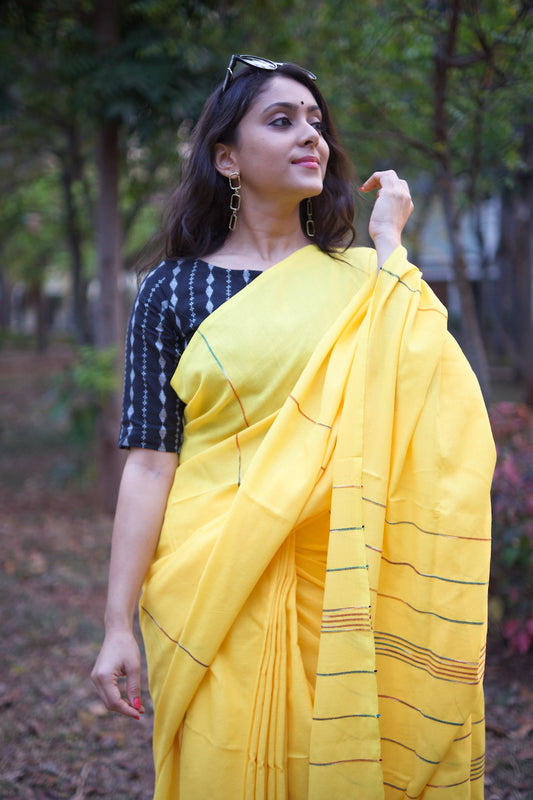 Yellow Khesh Cotton Saree