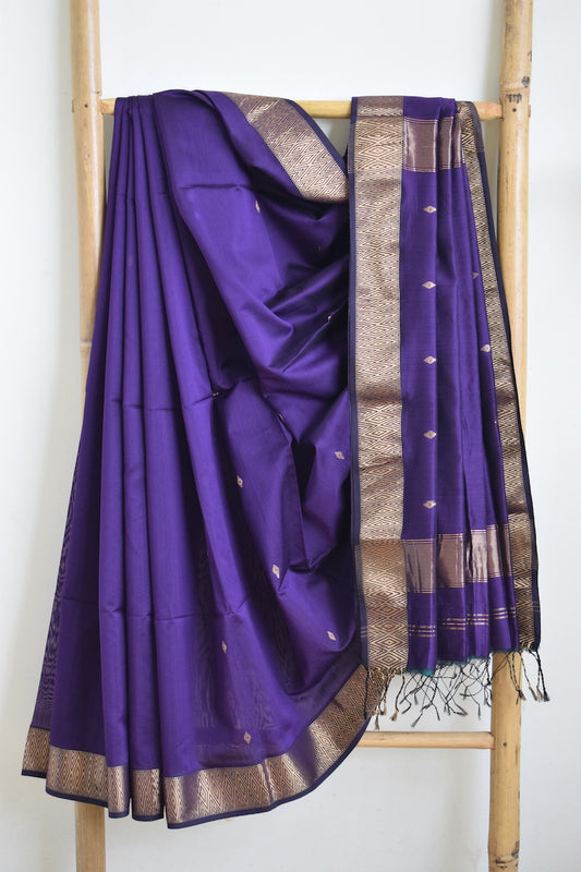 Purple Maheshwari Silk Cotton Saree