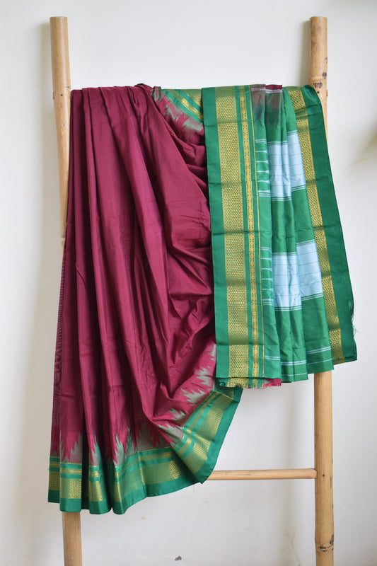 Coffee Bean Brown Ilkal Blended Silk Saree