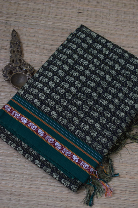 Green Hathi Mor Khun Saree