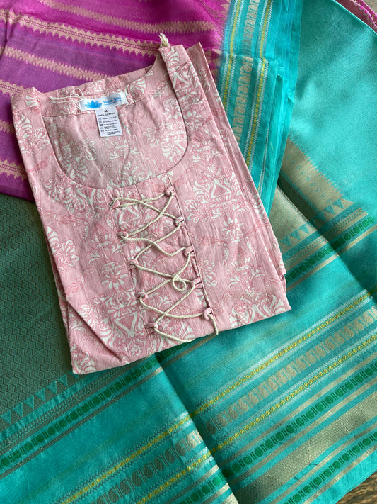 Gulabo - Buy Benarasi Katan Warm Silk Saree & Get Bagru Cotton Kurta Free