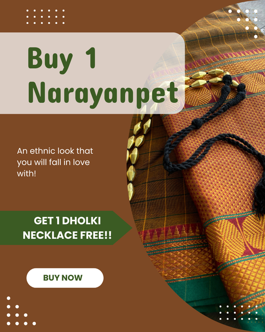 Bhoomi- Buy Mustard Mercerised Cotton Saree & Get Golden Dholki Necklace Free