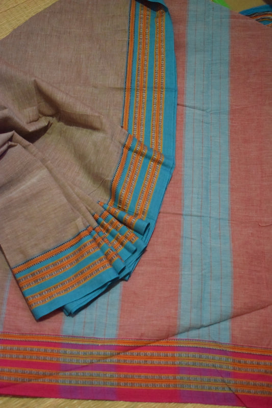 Mocha Pattada Anchu Cotton Saree with Gomedadi Border