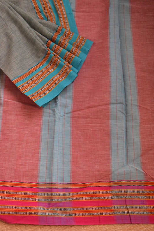 Mint Green Pattada Anchu Cotton Saree with Gomedadi Border