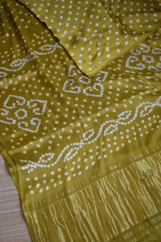 Mehandi Green Modal Silk Bandhani Saree