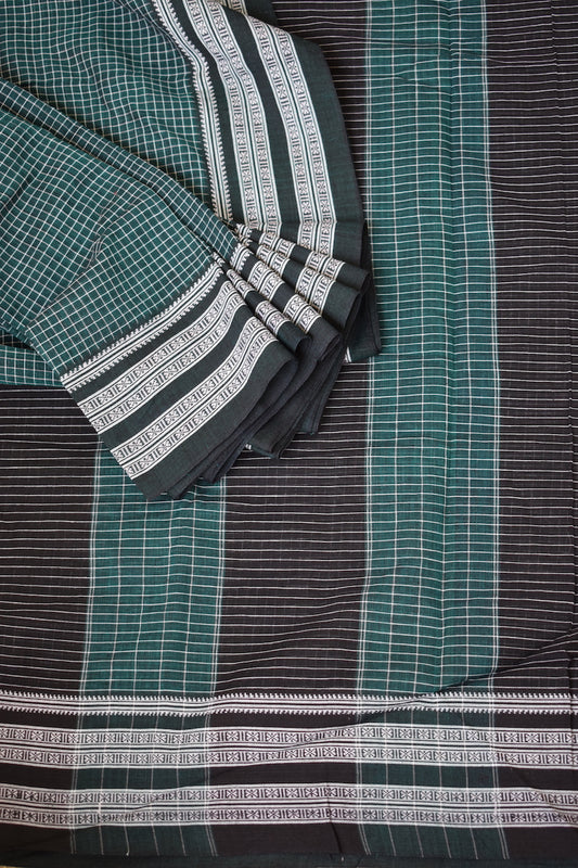 Green Pattada Anchu Cotton Saree with Gomedadi Border