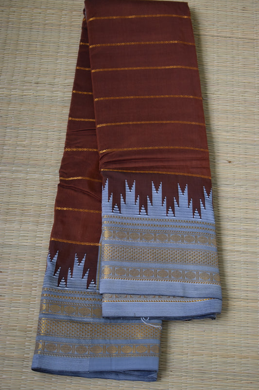 Brown Ilkal Blended Silk Saree