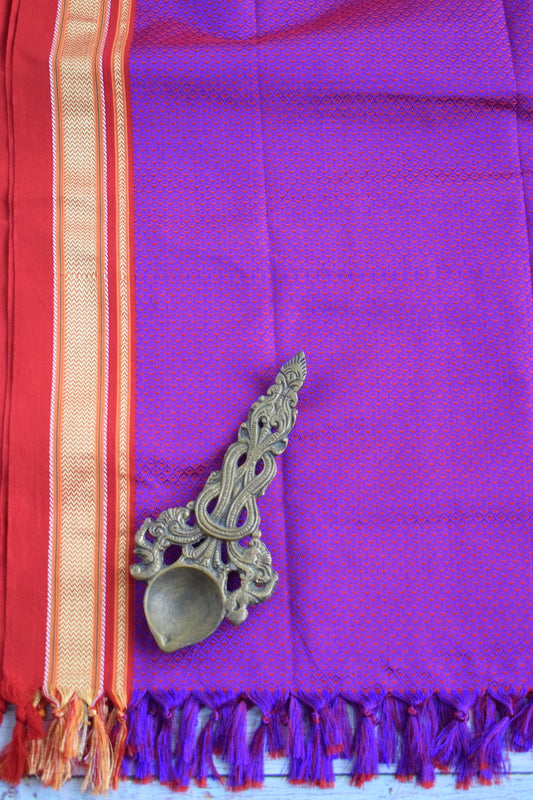 Red & Blue Dual Shade Khun Dupatta