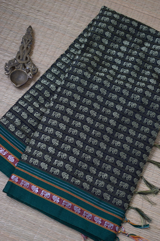 Green Hathi Mor Khun Saree