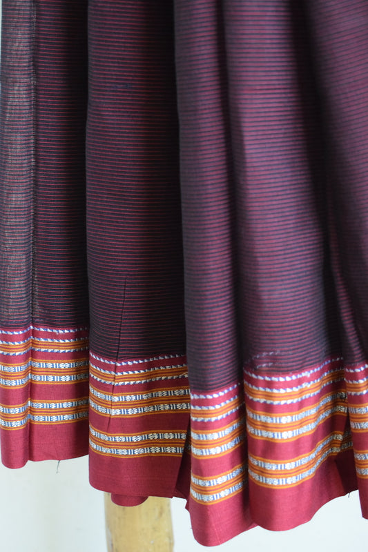 Maroon Gomedadi Ilkal Cotton Saree