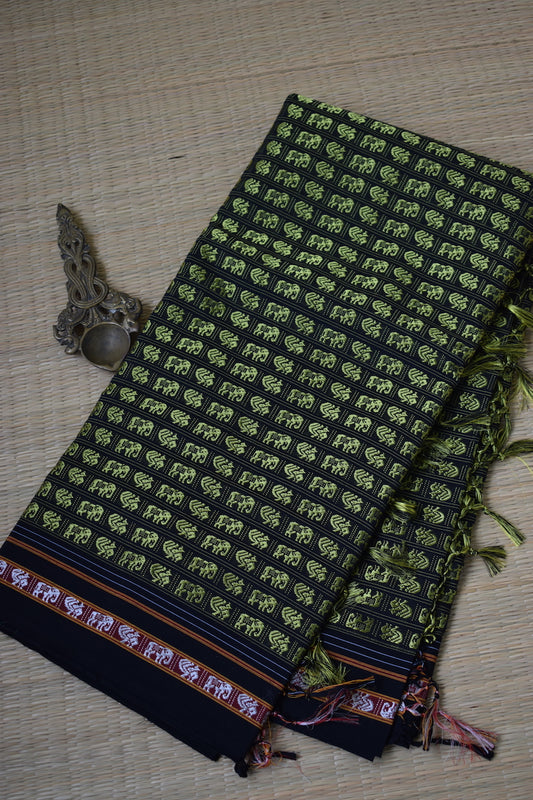 Green Hathi Mor Khun Saree