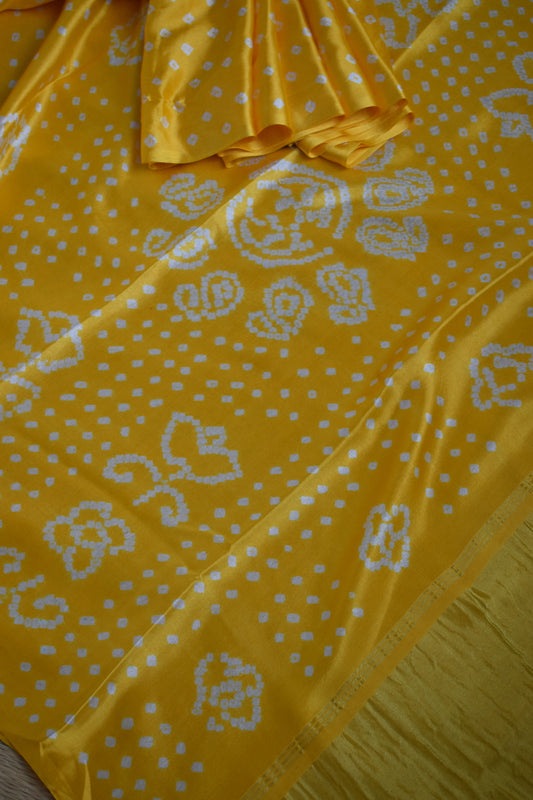 Yellow Modal Silk Bandhani Saree