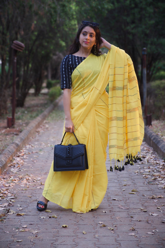 Yellow Khesh Cotton Saree