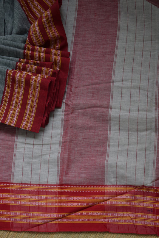 Sage Green Pattada Anchu Cotton Saree with Gomedadi Border