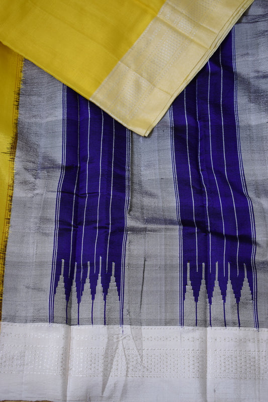 Yellow Ilkal Viscose Saree with Chikki Paras Border