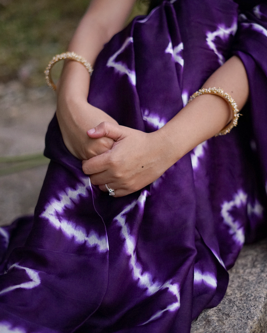 Purple Lehariya Modal Silk Shibori Saree
