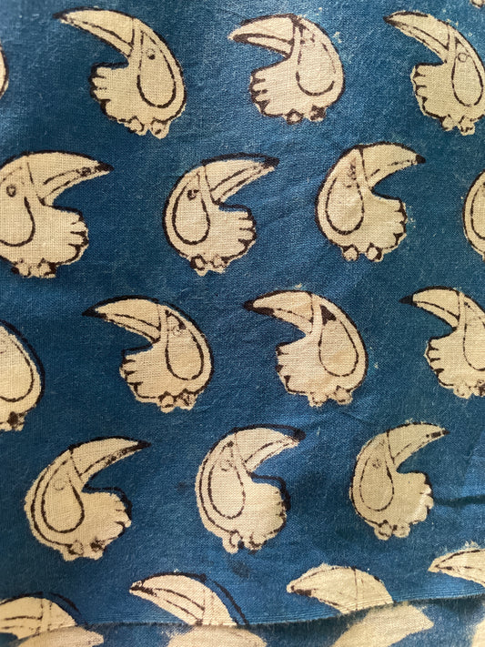 Blue Block Printed Fabric