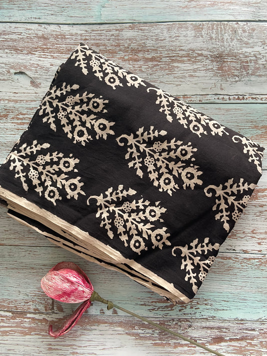 Black Block Printed Fabric