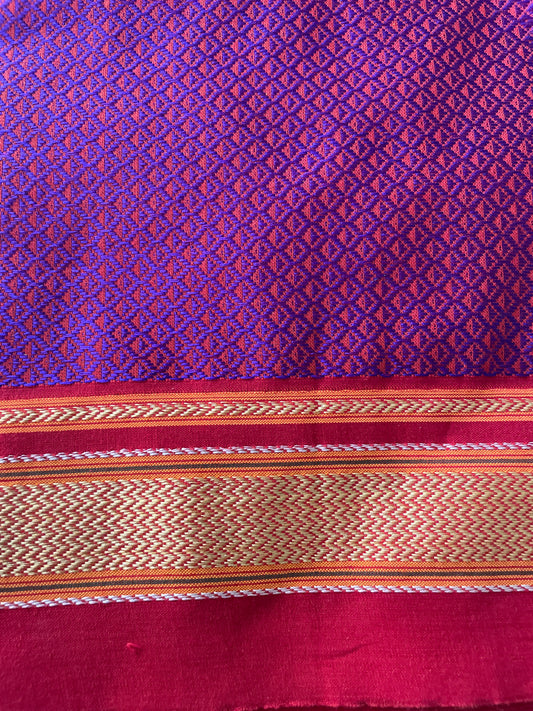 Blue & Red Dual Shade Khun Blouse Piece