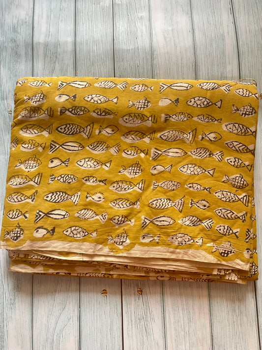 Yellow Block Printed Fabric