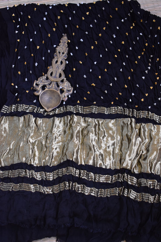 Black Modal Silk Bandhani Dupatta