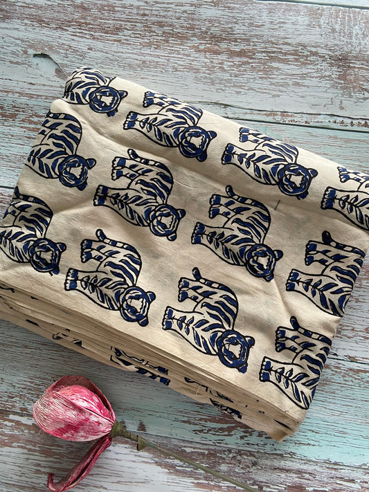 Off White Block Printed Fabric