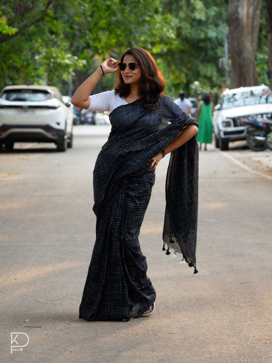 Black Cotton Saree