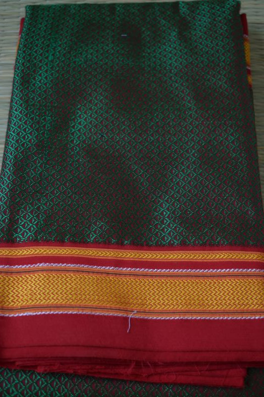 Green & Red Dual Shade Khun Blouse Piece