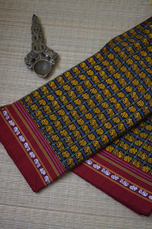 Mustard Yellow Hathi Mor Khun Saree