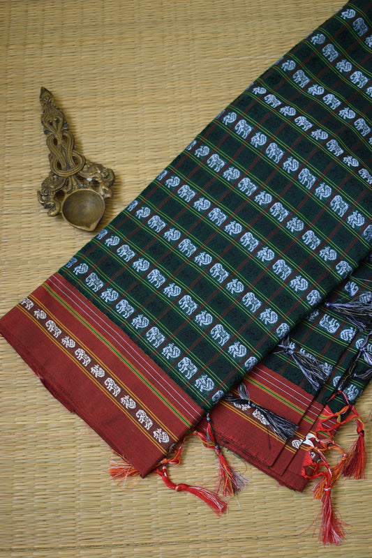 Green Hathi Mor Khun Saree