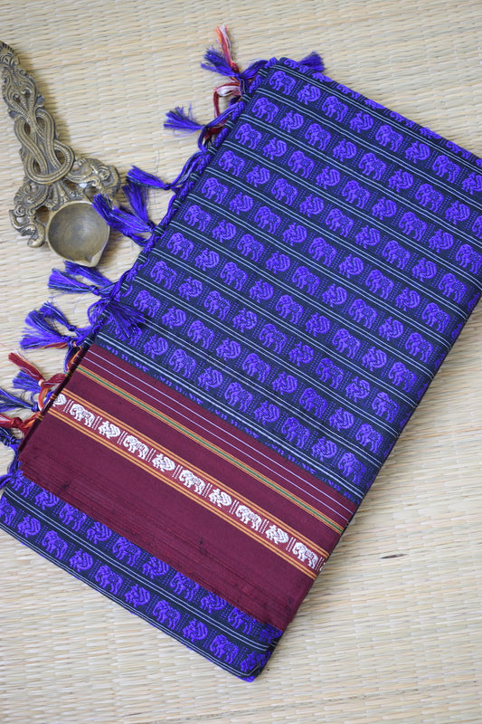 Dark Blue Hathi Mor Khun Saree