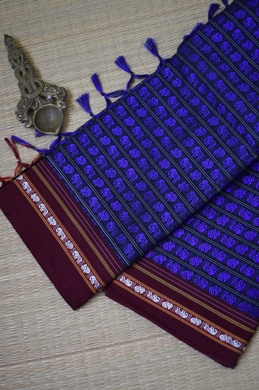 Dark Blue Hathi Mor Khun Saree