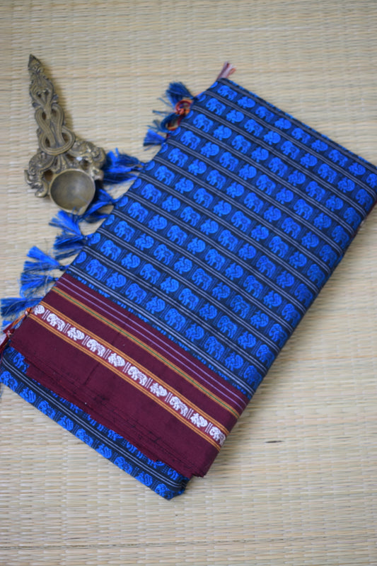 Royal Blue Hathi Mor Khun Saree