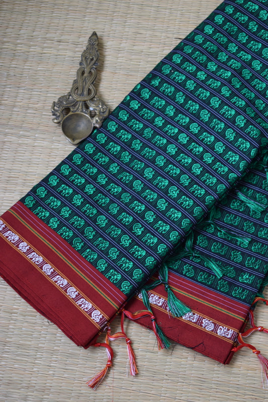 Green Hathi Mor Khun Saree