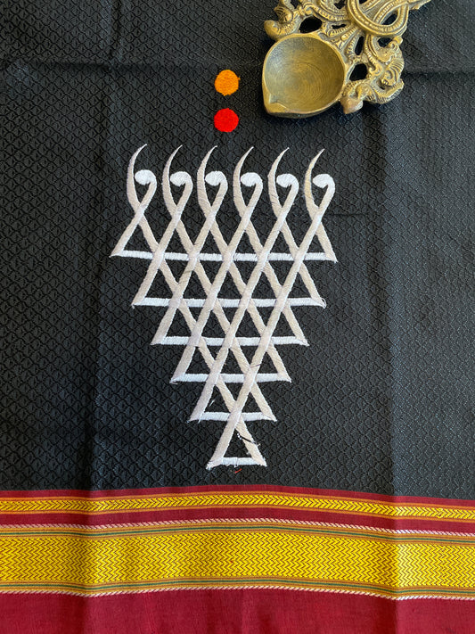 Black Khun Embroidery Blouse Piece