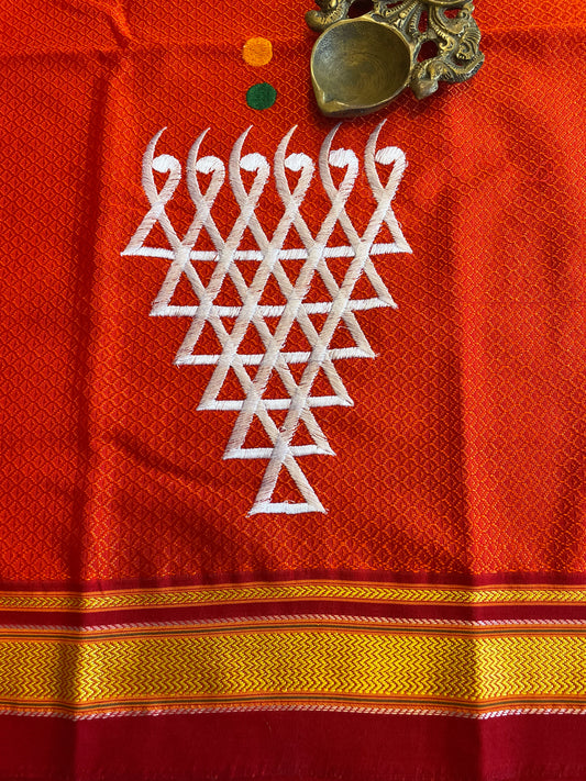 Orange Khun Embroidery Blouse Piece